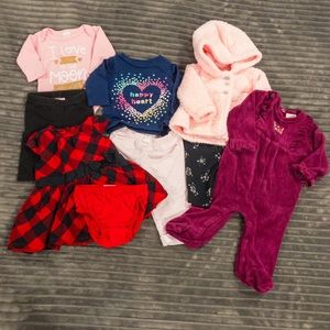 Baby Girls Outfit Bundle Fall Winter 0-3 Months Infant Outfits Clothing Lot